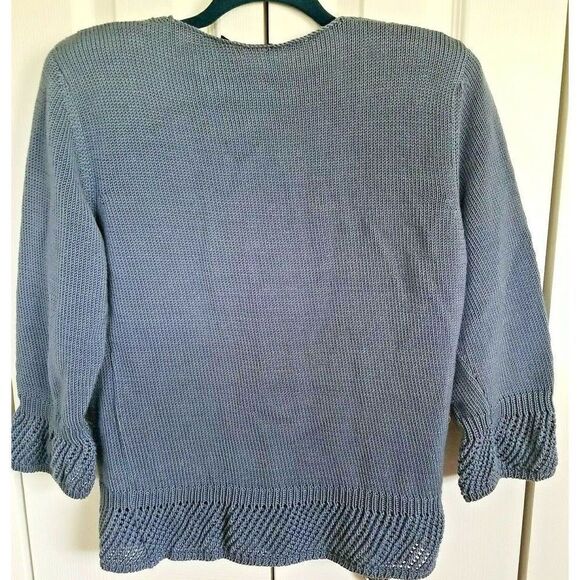 Dismero Women's‎ Vintage 1980's Cropped Cardigan Sweater Blue/Gray Size Large - Picture 6 of 6